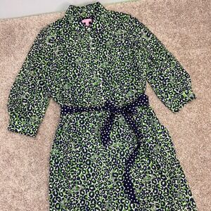 Lilly‎ Pulitzer Christy Shirtdress Thrill Of The Chase Leopard Belted Women 14